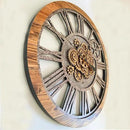 The Gears Clock 36'' Inch Real Moving Gear Wall Clock Vintage Industrial Oversized Rustic Farmhouse (Wood and Stone) by CozyNest Decor