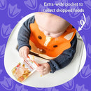 Silly Goose Silicone Animal Baby Bibs for Babies and Toddlers, Waterproof, Adjustable, Soft, Extra Wide Food Catcher Pocket (Baby Fox) by TinyTreasures Baby Boutique