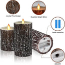 JOSU LED Flameless Candles Pine Bark Effect, Battery Operated Candles with Remote Control, LED Fake Candles, 4" 5" 6" Pack of 3, for Wedding Decor, Table Decor, Home Decoration Gifts (Pine Bark) by GreenHaven Gardens
