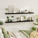 Fun Memories 72 Inch Floating Shelves for Wall 2 Pack Shelves for Bedroom|Kitchen|Bathroom 72 x 9.3 Inch Wood Floating Shelf with Invisible Brackets for Books|Storage|Decor, Black by CozyNest Decor