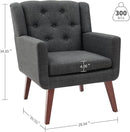 Accent Chair Button-Tufted Upholstered Living Room Chairs Comfy Reading Chair Mid Century Modern Chair with Linen Fabric Lounge Arm Chairs for Living Room Bedroom (Grey Set of 2) by CozyNest Decor