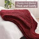 Chunky Knit Throw Blanket, 50''*60'' Knitted Throw Chenille Yarn for Bed Couch, Handmade Red Crochet Big Thick Blanket, Machine Washable Cute Comfy Blanket for Home Decor by CozyNest Decor