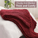 Chunky Knit Throw Blanket, 60''*80'' Knitted Throw Chenille Yarn for Bed Couch, Handmade Red Crochet Big Thick Blanket, Machine Washable Cute Comfy Blanket for Home Decor by CozyNest Decor