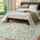 Wonnitar Washable Floral 6x9 Rug, Soft Green Area Rug Boho Non Slip Dining Room Carpet, Non-Shedding Flower Floor Carpets for Kids Bedroom Living Room Dorm Playroom by TinyTreasures Baby Boutique