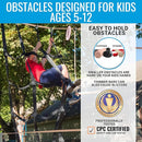Ninja Warrior Obstacle Course for Kids – 2 x 50 ft Slacklines with 10 Weatherproof Obstacles – Monkey Net, Ratchet-Tight Technology, Supports Up to 880 lbs – Climbing & Swinging Equipment by TinyTreasures Baby Boutique