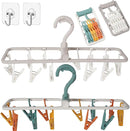 Clothes Drying Racks 2 Pack Grey Colour Small Folding Portable Underwear Hangers with 12 Clips 360° Rotatable Hook for Socks Drying Towels Bras Baby Clothes Gloves Plast by TinyTreasures Baby Boutique