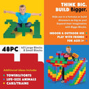 Big Blocks for Kids Ages 4-8 — Indoor & Outdoor Blocks Kids Games — Green Large Building Blocks - 48pc by TinyTreasures Baby Boutique