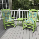 LVTXIII Outdoor Tufted Low Back Cushions, Solid Fluffy Seat and Back Chair Cushion with Ties, Patio Replacement Rocking Chair Cushion for Outdoor Furniture Use, 21 W x 21D, 2 Pack, Damask Green by GreenHaven Gardens