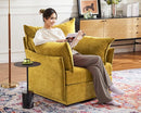 Oversized Accent Chair, 24.5" Deep Seat Large Reading Armchair with Removable Backrest & Detachable Cover,Chenille Yellow for Living Room/Bedroom/Office by CozyNest Decor