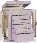 AKOZLIN 360° Rotating Jewelry Box 6-Tier Organizer Functional Jewelry Storage Case for Women Girls Ring Necklace Earring Bracelet Holder with Mirror Purple by TinyTreasures Baby Boutique