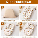 Baby Lounger, Foldable Infant Nest Pillow with Soft Memory Foam Mat, Cover with Adorable Pattern, Converts to Backpack for Easy Travel, 0-12 Months, White by TinyTreasures Baby Boutique