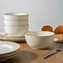 GBHOME Ceramic Dinnerware Sets,18 pcs Embossed Elegant Stoneware Plates and Bowls Sets, Housewarming Wedding Gift | Dishwasher & Microwave Safe | Dishes Set Service for 6 by CozyNest Decor