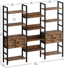 IRONCK Industrial Bookshelf and Bookcase with 2 Louvered Doors 5 Tiers Triple Wide Display Shelf with Storage Cabinet for Living Room Home Office by CozyNest Decor