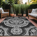 Medallion Outdoor Rug 5x7 Washable Outside Carpet for Indoor Patio Porch Waterproof Easy Cleaning Non Shedding Area Rugs Black 5 x 7 by CozyNest Decor