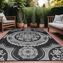 Medallion Outdoor Rug 6x9 Washable Outside Carpet for Indoor Patio Porch Waterproof Easy Cleaning Non Shedding Area Rugs Black 6 x 9 by CozyNest Decor
