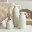 Ceramic Vase Set of 3 with Handle, Neutral Rustic Vases Home Decor Farmhouse Decorative Vase Whitewashed Pottery Decor Modern for Table Mantel Entryway Bookshelf Living Room Kitchen Bedroom - White by CozyNest Decor