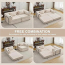 78" W Loveseat Sofa, 4 in 1 Convertible Floor Sofa Bed, Boneless Cloud Couch with Cup Holder, Fold Out Floor Couch, Loveseat Recliner Sleeper for Living Room Bedroom Lounge(Corduroy, White) by CozyNest Decor