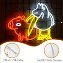 LISIGNVE Capybara Pelican Neon Sign for Wall Decor Funny Capybara Led Neon Light Sign Pelican Neon Light for Children's Room Kindergarten Bedroom Zoo Art Wall Decor(16.5”*12.6”) by CozyNest Decor