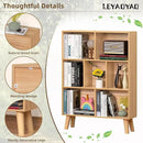 LEYAOYAO Wooden 7 Cube Book Shelf, Natural 3 Tier Bookshelf with Legs, Modern Open Storage Organizer,Boho Bookcase,Display Cabinet Shelf Free Standing Bookshelves for Bedroom,Living Room,Office by CozyNest Decor