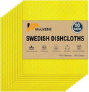 Swedish Dishcloths for Kitchen | 10 Pack Absorbent Cellulose Sponge Cloths Washable | Non-Scratch Reusable Paper Towels Quick Drying Cleaning Rag - Yellow by CozyNest Decor