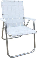 Lawn Chair USA Folding Aluminum Outdoor Patio Lawn Chair | Heavy-Duty Webbed Chairs for Camping, Sports, Beach, Yard & Tailgating | Lightweight Portable | Classic - Bright White by GreenHaven Gardens