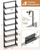 8-Tier Over the Door Pantry Organizer, Large Metal Door Spice Rack with Adjustable Basket, 2 in 1 Wall Mount or Hanging Heavy-Duty Pantry Door Storage Shelf for Kitchen and Bathroom, Black by CozyNest Decor