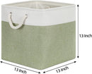 Bidtakay Cubby Storage Bins Set of 3 Fabric Baskets for Shelves Closet Drawer Organizer Storage Cubes 13x13 Collapsible Organization Baskets for Nursery Toy Shelf (White&green) by TinyTreasures Baby Boutique