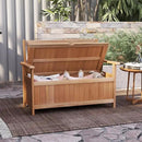 Tangkula 48 Inch Outdoor Wood Storage Bench Deck Box, Wooden Storage Loveseat with 34.2 Gal Inner Space, Entryway Bench Deck Box with Slatted Backrest, Storage Seat for Garden, Lawn, Balcony & Porch by CozyNest Decor
