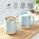 Hasense Porcelain Coffee Mugs Set of 6, 15 Ounce Large Ceramic Coffee Cups Set with Handle for Latte, Tea, Cocoa and Hot Chocolate, Sky Blue Coffee Mugs for Men and Women, Microwave Safe by CozyNest Decor