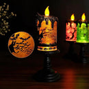 Eldnacele Halloween Snow Globe Candles Lighted Lamp, Battery Operated Spooky Spinning Water Glittering Tornado Candle Flameless Candles Table Centerpiece for Halloween Decoration Indoor(Castle) by CozyNest Decor