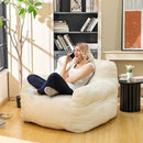 Bean Bag Chair for Adults - Faux Fur, Fluffy and Comfy with Filler, Big Sofa for Reading, Gaming (Beige, Oversize) by CozyNest Decor