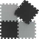 qqpp EVA Rubber 18 Tiles Interlocking Puzzle Foam Floor Mats - Baby Play Mat for Playing | Exercise Mat for Home Workout. Black, Gray. QC-DLb18N by TinyTreasures Baby Boutique