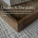 Medium Ottoman Wood Serving Tray- with Leather Handle Decorative Wooden 24 * 16 * 1.5 Inches Square Serving Tray Best for Coffee Table, Living Room and Kitchen by CozyNest Decor