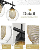 Bathroom Light Fixtures, 3-Light Black and Gold Vanity Lights Over Mirror, Farmhouse Wall Sconce Lighting with Clear Glass and Honeycomb Metal Shade, AD-22001-3W-BK by CozyNest Decor