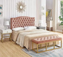 24KF Upholstered Tufted Button Velvet Headboard,Comfortable Fashional Headboard Queen/Full Size,Blush by CozyNest Decor