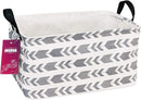 Rectangular Storage Basket Fabric Organizer Bin for Toys,Books,Clothes,Gifts,Pets-Perfect for Home,Office,Nursery,Dorm,Shelf(Rec Grey Arrow) by TinyTreasures Baby Boutique