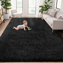 5x8 Area Rug for Living Room: Fluffy Shag Soft Washable Rugs Fuzzy Plush Indoor Carpet for Bedroom Nursery Playroom Dorm Kids Girls Boys Room (Black, 5'x8') by TinyTreasures Baby Boutique