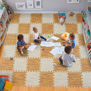 Skyweaver 36 Tiles Soft Non-Toxic Baby Play Mat for Floor EVA Foam Jigsaw Puzzle Play Mat, Interlocking Squares with 0.6inch for Babies, Toddlers & Kids Gym, Nursery, Playroom, Light Brown by TinyTreasures Baby Boutique