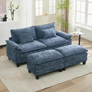 URRED Modular Sectional Sofa Comfy Cloud Couch, Modern Chenille Sofa Sleeper Deep Seat Couches with Ottoman/Pillows for Living Room (Blue, 82.6''- 2 Ottomans) by CozyNest Decor