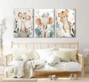 3 Pcs Safari Animals Nursery Canvas Wall Art Jungle Animals Cheetah Elephant Tiger Kids Room Illustration Pictures Wall Decor Posters Print Artwork for Classroom Boy's Girl's Room Bedroom by CozyNest Decor