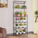 Plant Stand Indoor Outdoor Heavy Duty Metal - 68.4" Tall 4-Tier Shelf for Multiple Plants, Flowers, Rustproof Black Storage Rack for Patio, Balcony, Living Room, Garden, Includes Hooks&Adjustable Feet by GreenHaven Gardens