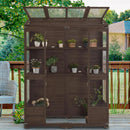MCombo Wooden Greenhouse, Walk-in Outdoor Greenhouse with Openable Roof and Lockable Door, 0899 (Brown) by GreenHaven Gardens