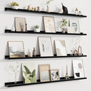 Picture Ledge Shelf for Wall, Floating Shelves Set of 4, 48 Inch Long Nursery Book Shelves for Toys Storage, Kids Bookshelf Wall Mounted for Books Photo Frames, Black by TinyTreasures Baby Boutique