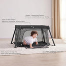 2 in 1 Portable Travel Crib for Toddler, Foldable Crib for Baby, Lightweight Playpen Collapsible Playard with Soft Mattress, Easy to Carry Baby Travel Bed for Outdoor, Indoor (Black) by TinyTreasures Baby Boutique