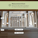Premium Silverware, Flatware and Utensil Organizer for Kitchen Drawers, Food-Safe Contract Grade, Expandable from 18 to 33 In, Gray Bamboo by CozyNest Decor