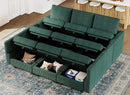 Belffin Corduroy Modular Sectional Sofa 9 Seat Convertible Sectional Sleeper Sofa Bed with Storage Ottomans Modular Sectional Couch Bed for Living Room Green by CozyNest Decor