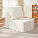 Single Sofa 1 Seat Couch with Deep Seat Memory Foam Cloud Chair with Pillows Large Sofa with L Shape for Living Room Bedroom (Strip White, Single) by CozyNest Decor
