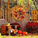 Fall Wreaths for Front Door, 24" Autumn Wreath with Berry Wood Maple Leaves and Pine Cones, Orange Thanksgiving Wreath for Outside Indoor Wall Window Home Festival Decor by CozyNest Decor