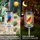 Outdoor Solar Cardinal Lantern-2 Pack Garden Hanging Red Bird Lanterns, Gifts for Mom Women Grandma,Silver Glass Mason Jars,Waterproof LED Decorative Lights for Patio Table Garden Pathway Yard by GreenHaven Gardens