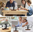 Flip Desk Clock, Retro Vintage Flip Desk Table Clock, Digital Sided Large Numbers Mechanical Flip Clock Wood Base for Living Room, Study Room and Office（Black） by CozyNest Decor